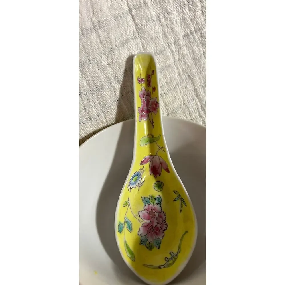 Vintage, Chinese, Porcelain Bowl with Spoon